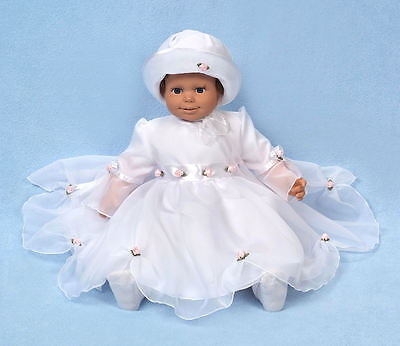 ABITO DA BATTESIMO vestito vestito cerimonia femminuccia bianco tg 62-86 cd 1592