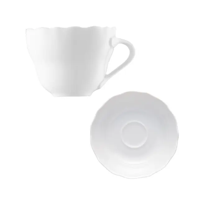 Hutschenreuther Maria Theresia Tasse Café Soucoupe Miroir Porcelaine Blanc 2pces