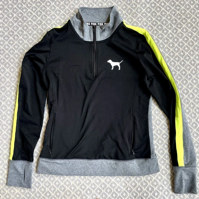 PINK pullover sweaters half zip up dog sport Victoria’s Secret black grey yellow