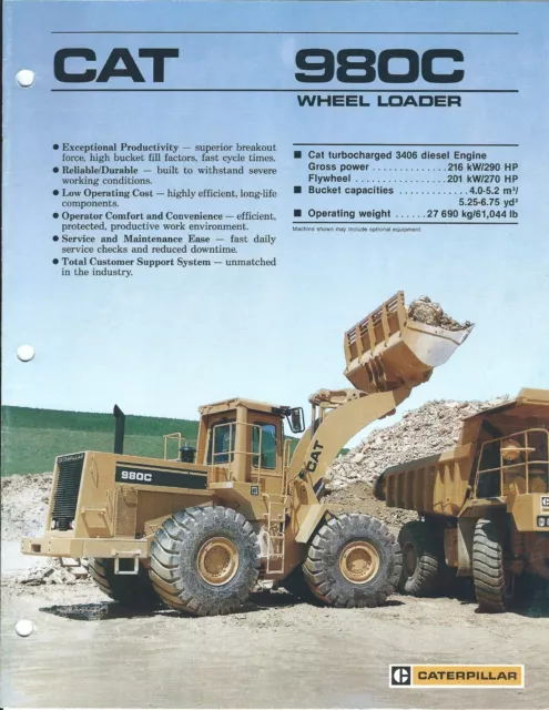 Equipment Brochure - Caterpillar - 980C - Wheel Loader - c1988 (E3964)