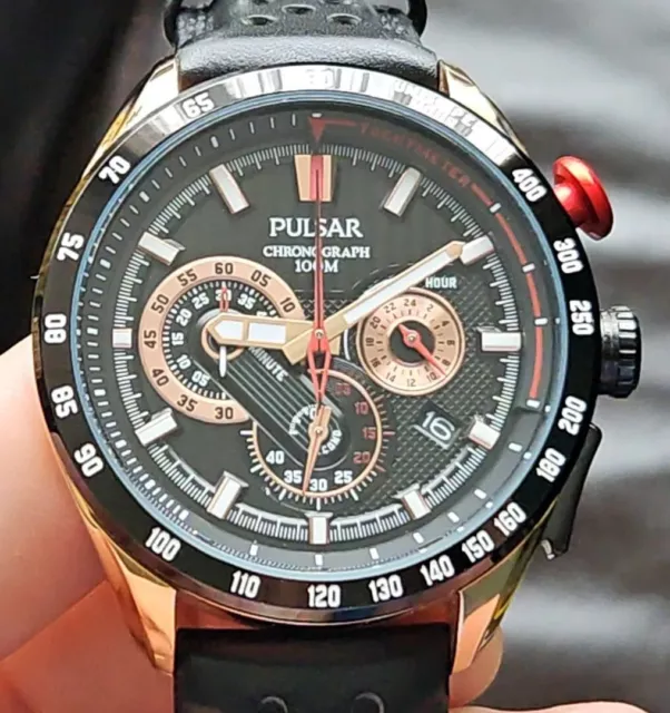 PULSAR WRC CHRONOGRAPH Gents Watch PU2066X1 Black Dial Rose Gold