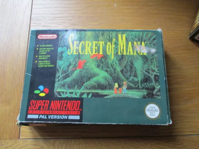 secret of mana, boxed + manual + map