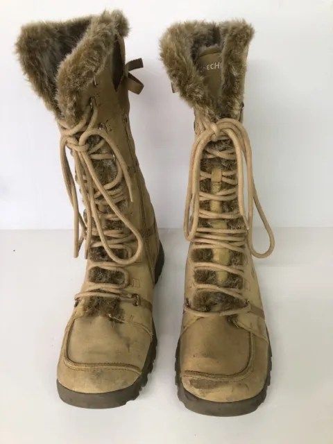 Skechers Grand Jams Unlimited Lace-Up Tall Boots Women Size 9.5 Gold