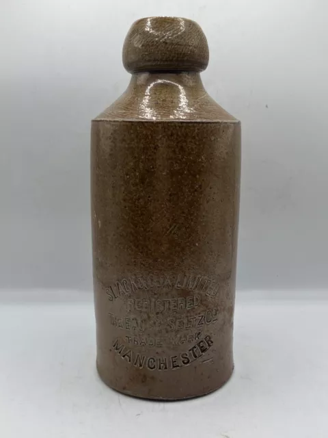 Old Glazed Stoneware Ginger Beer Bottle, Slack & Cox Manchester