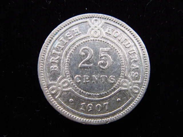 BRITISH HONDURAS 25 Cents 1907 Silver Belize Edward VII 1278# Money Coin