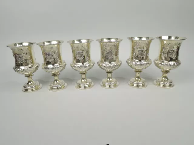 Victorian Goblets Large Antique Chalices English Sterling Silver Harris 1884/9