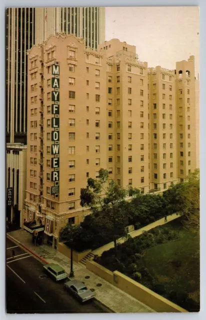 Vintage Postcard CA Los Angeles Mayflower Hotel Aerial View Old Cars -3194
