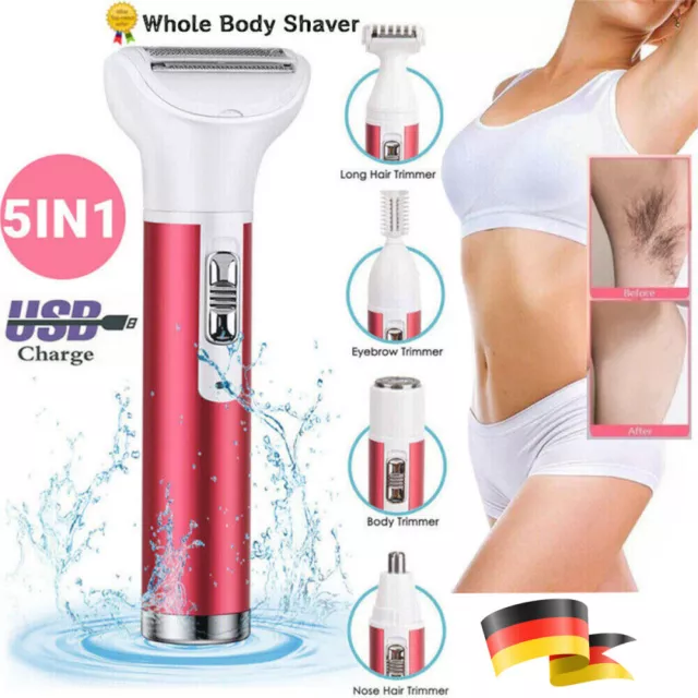 Elektrischer Rasierer für Frauen Intimbereich 5-In-1 Elektrischer Damenrasierer
