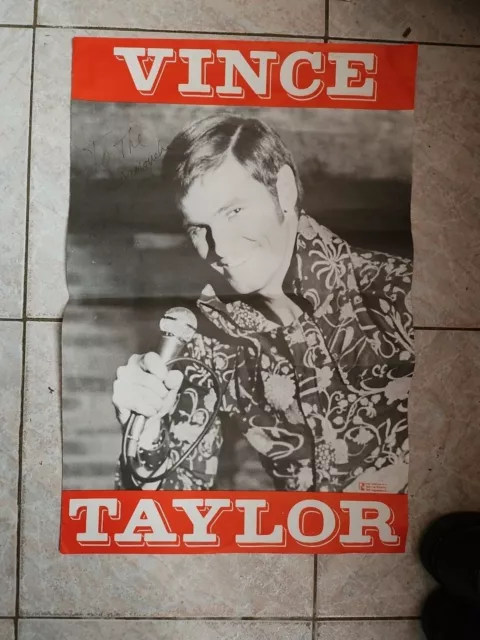 RARE affiche vintage originale VINCE TAYLOR SIGNÉE