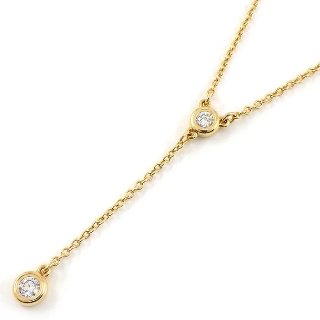 Tiffany & Co. Necklace by the Yard Swing Drop Diamond K18PG Authentic 16.14in