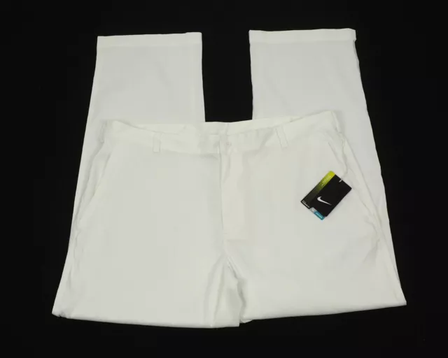 New Nike Golf Dri-Fit White Tech Flat Front Golf Pants Mens 38 x 30