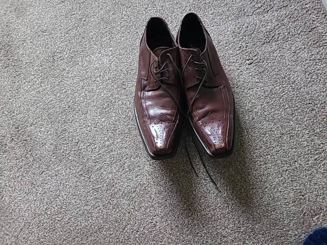 Mens Belmondo Brown Leather Shoes - Size UK 7.5 EU41