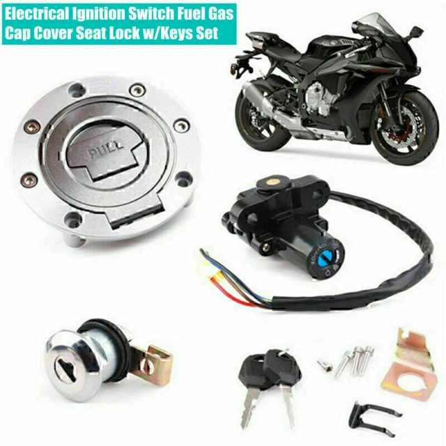 Motorcycle Refit Electrical Ignition Switch Fuel Gas Cap Cover Seat Lock w/Keys