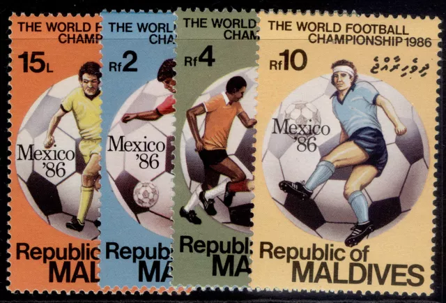 MALDIVE ISLANDS QEII SG1174-1177, 1986 mexico world cup set, NH MINT. Cat £13.