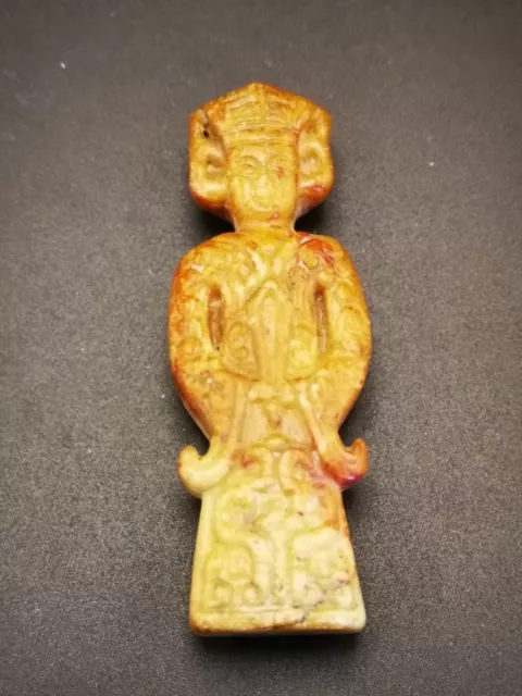 Excellent. Old Green Jade Hand Carved Antique Officialdom Statue & Pendant Y87