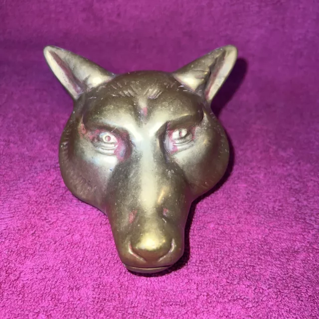 Vintage Solid Brass Fox/Wolf  Head Large Door Knocker