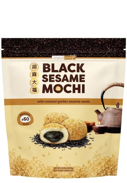 tropical fields Black Sesame Mochi with Roasted Golden Seeds, A...