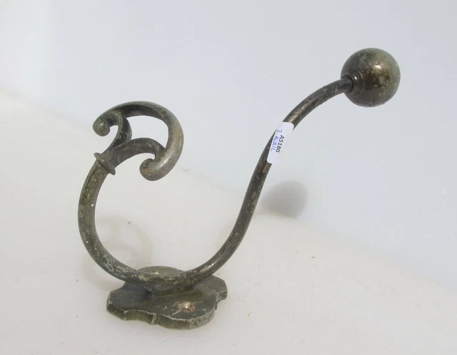 Large Victorian Nickel Plated Brass Coat Hook Hat Hanger Old French Antique