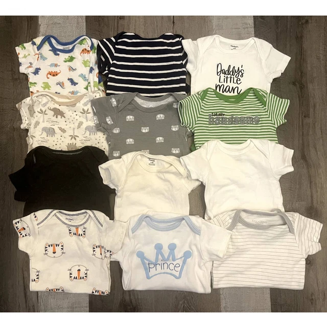 Lot Of 10 Baby Boy Infant 0-3 Months 10 Short Sleeve BodySuits ~ GAP ~ Carter's