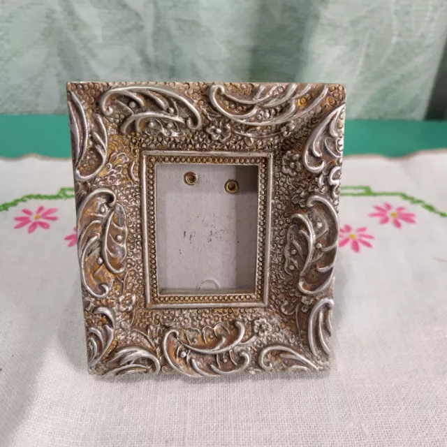 Small Miniature Carved Silver Photo Picture Frame