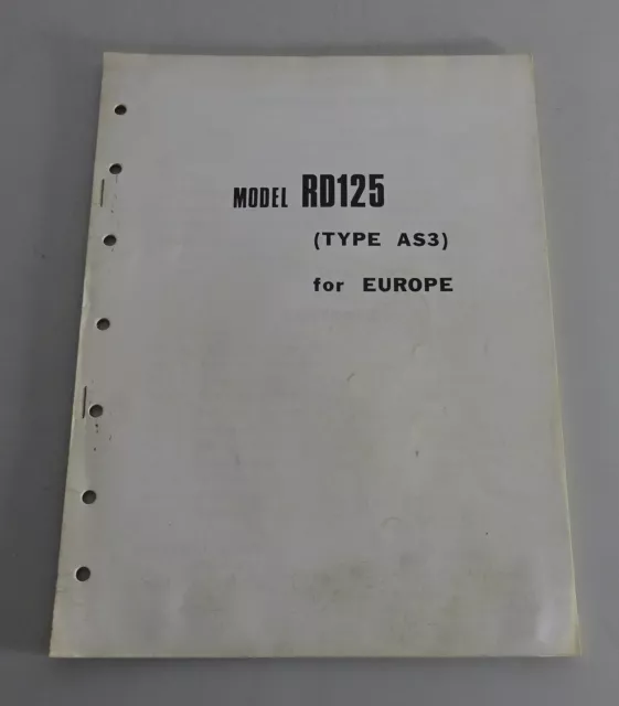 Pièces Rechange List Supplément Yamaha Rd 125 Type AS3 pour Europe Modèle An '73