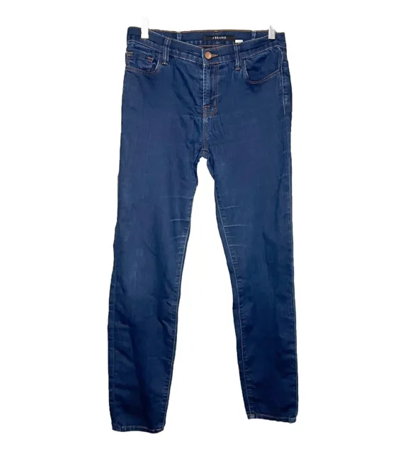 J Brand Sz 29 Mid Rise Skinny Jeans Ink Blue Stretch Denim