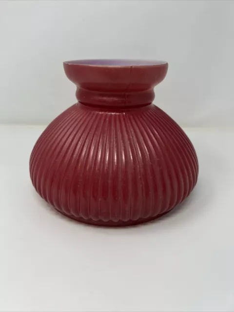 Vintage Red Ribbed Glass Oil Student Electric Lamp Shade 7'' Fitter