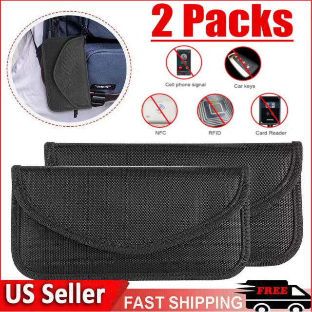 2 Pcs Faraday Bag Cell Phone Wallet Blocker RFID Signal Blocking Shielding Pouch