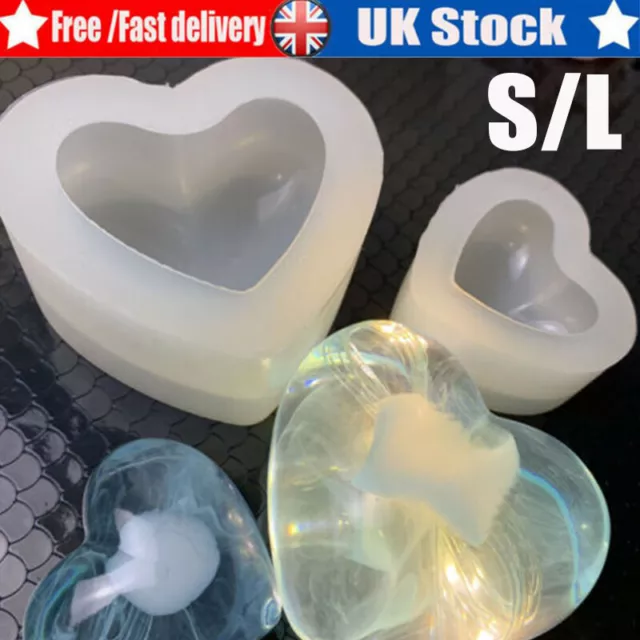 3D Heart Shaped Silicone Mould Epoxy Resin Molds Jewelry DIY Soap Make Mold