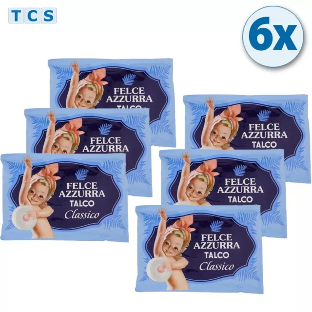 FELCE AZZURRA Talco classico, Körperpuder, Body Powder 6x Nachfüllpackung