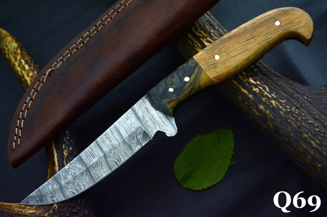 9.4" OAL Custom Hand Forged Damascus Steel Hunting Knife Handmade, (Q69)