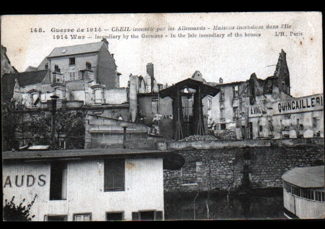 CREIL (60) VILLAS & COMMERCE QUINCAILLERIE dans l'ILE en 1914