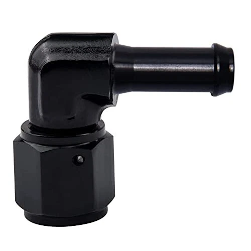 6AN Female to 3/8&quote; Barb Hose Fitting 90 Degree Swivel
