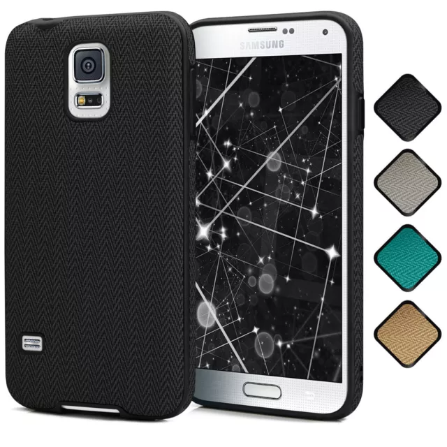 Back Cover für Samsung Galaxy S5 / S5 Neo Silikon Case Textil Look Schutz Hülle