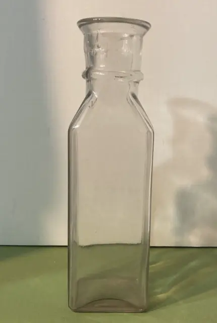 Antique Clear Fluted Shank Pound Neck -Square Body Pickle / Food Bottle -  11"