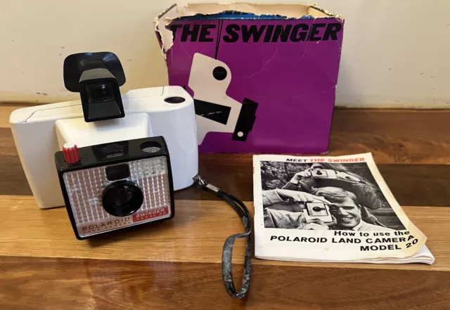 Vintage Polaroid Land Camera Swinger Model 20-Wrist Strap, Manual & Original Box