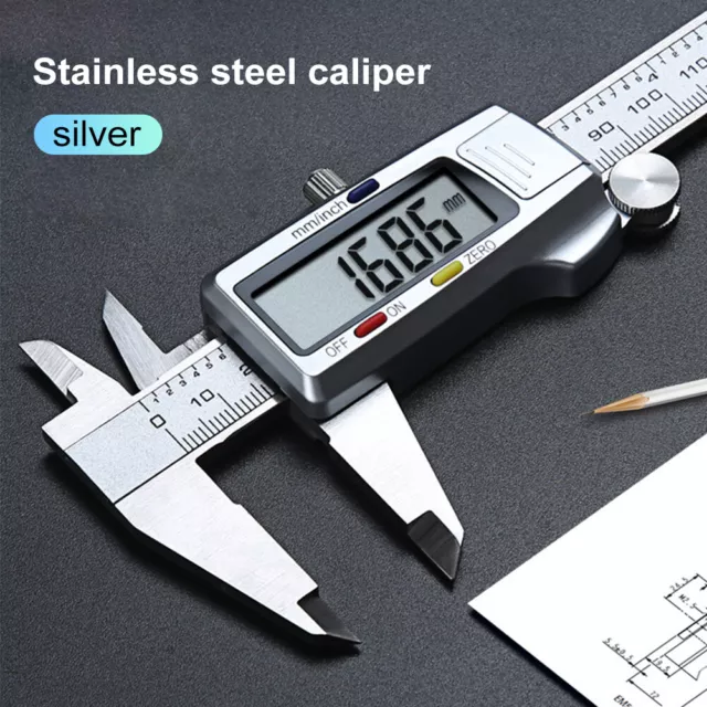 6" 150mm Electronic Digital Caliper Stainless Large LCD Metal Micrometer Caliper