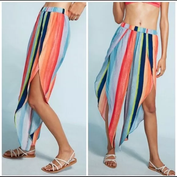 (EX) Anthropologie Carla Weeks Wide Pants,Bohoo,Beach Cover £100 XXS fit 8-10