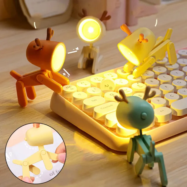 Mini Dulces Dibujos Animados LED Luz Nocturna Mascota Lámpara de Mesa Plegable Habitación Decoración Nuevo ~
