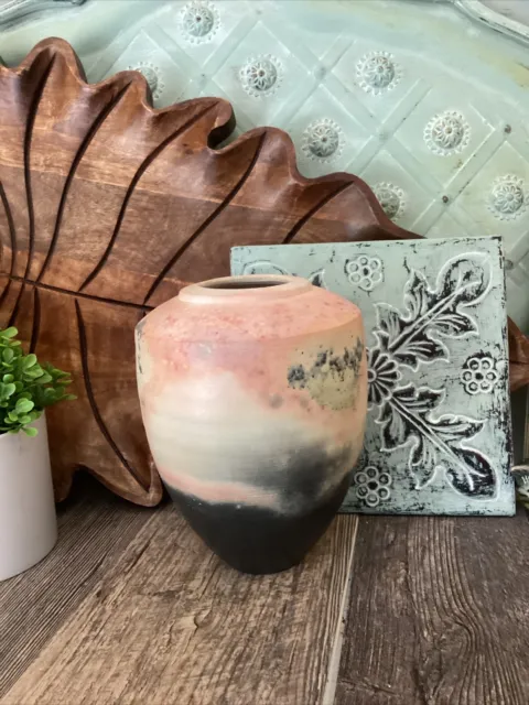 Handmade Michael & Christina Adcock  Jar, Signed, unique pink gift vase vessel