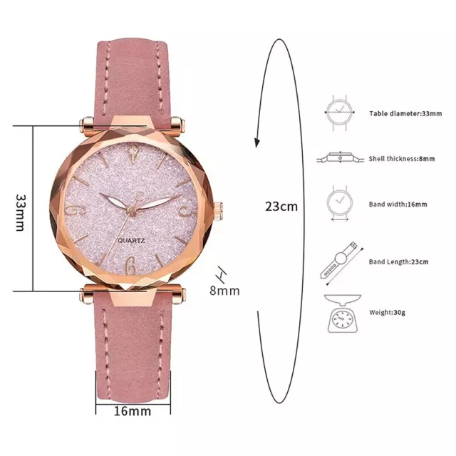 Fashion Women Ladies regarde Strap en Cuir Starry Sky Lady Wrist Watch 3