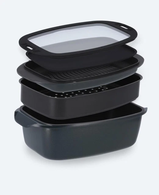 7in1 Bräter Auflaufform Grillpfanne Glasdeckel Schmortopf Dampfgarer Induktion