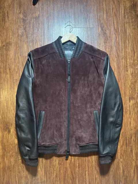 Coach Leather Jacket Cordovan Suede Varsity Jacket Purple $1200 MSRP Size Small