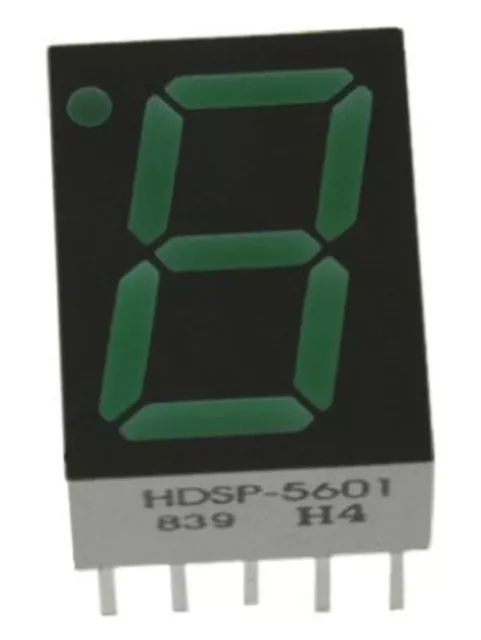 1 x Broadcom HDSP-5601-GH000 7-Segment Affichage LED, ca Vert 3.1 Mcd Rh Dp 14.2