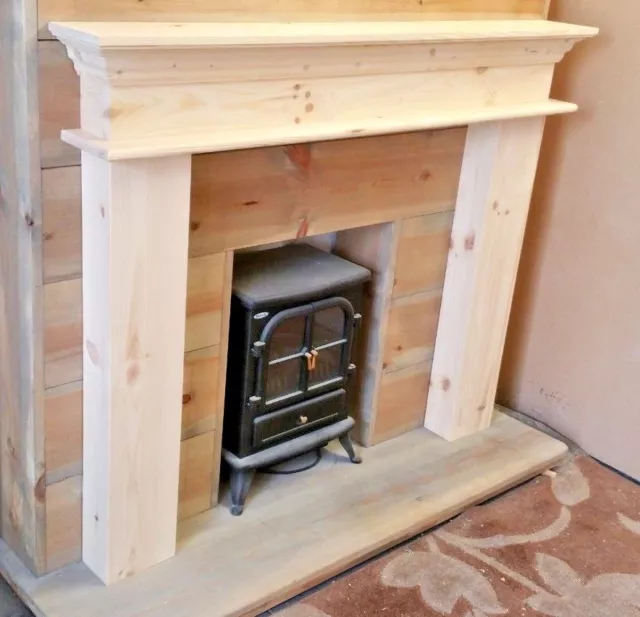 PINE CHUNKY FIRE SURROUND MANTLE FIREPLACE free postage