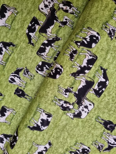 Cotton Quilting Fabric Village Life - Cows - Makower 100% Craft Material