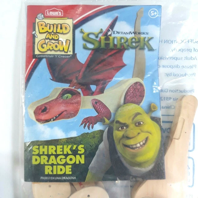 LOWES BUILD & Grow Dreamworks Shrek Dragon Ride Wood Craft & Paint