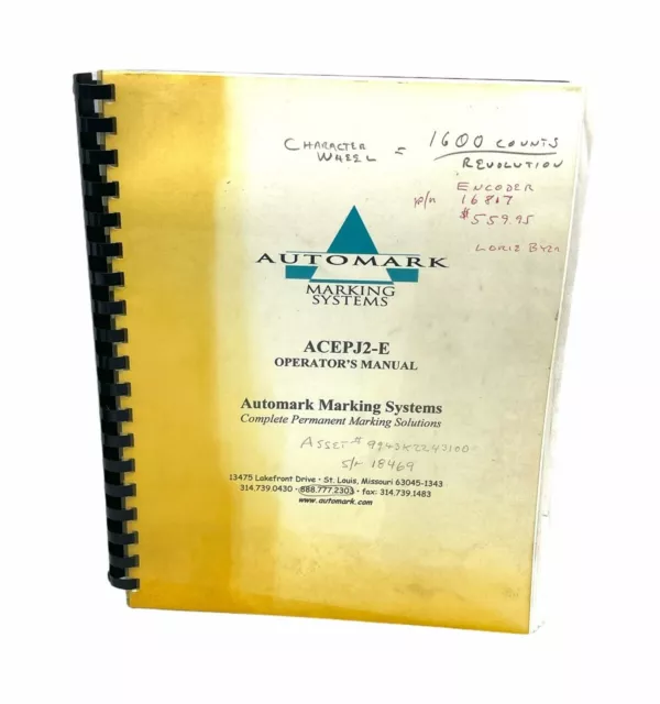 Automark Marking Systems Acepj2-E Operator's Manual