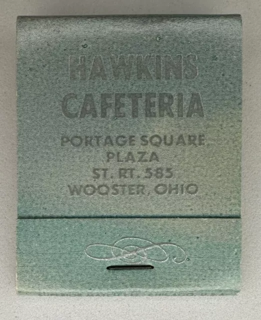 VINTAGE MATCHBOOK - Hawkins Cafeteria - Wooster, Ohio - Unstruck - Full