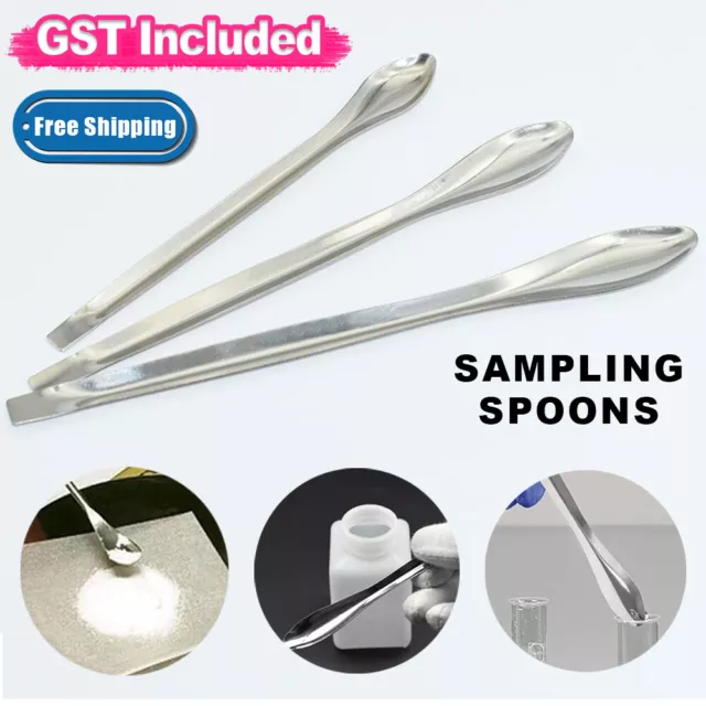 1-15x Stainless Steel Spoon Lab Spatula Scoop Laboratory Tiny Sampling Spoons